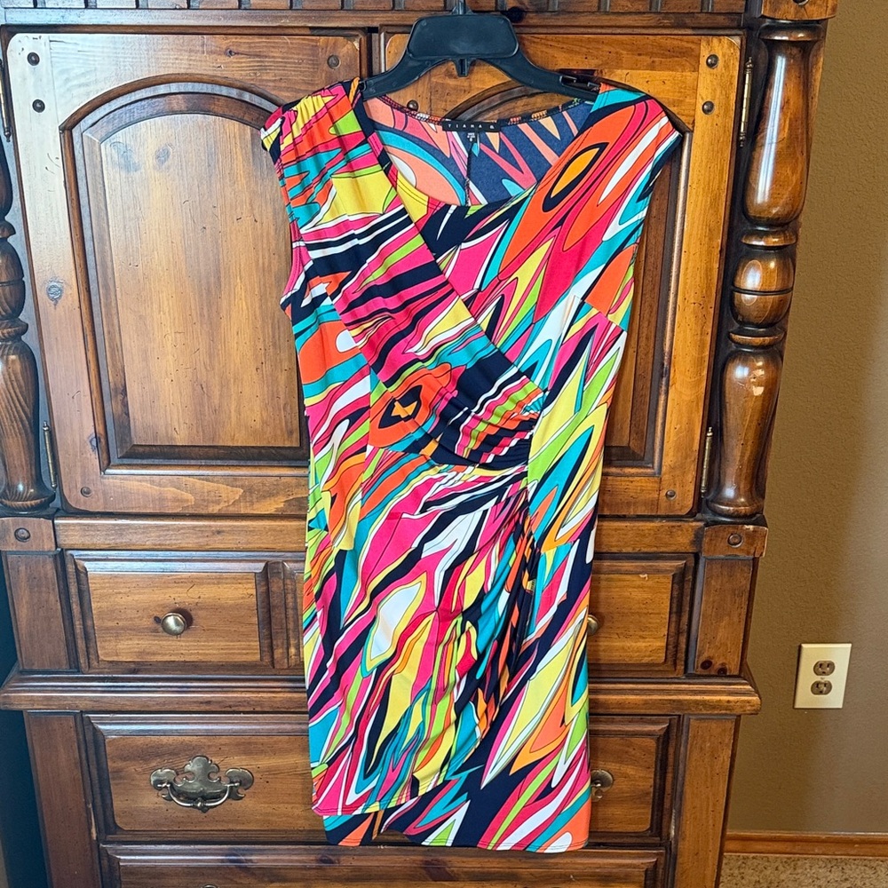 Tiana B. Colorful Abstract Midi Dress